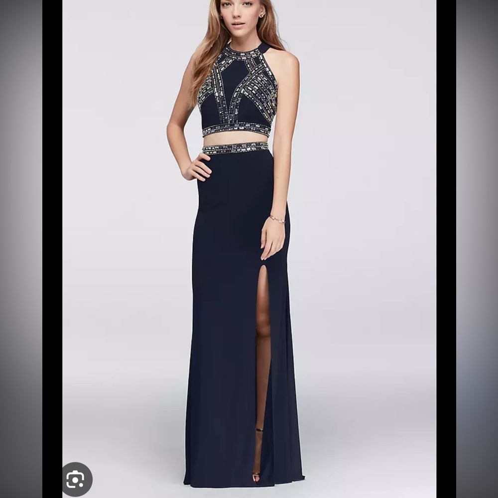Blondie Nites navy prom dress